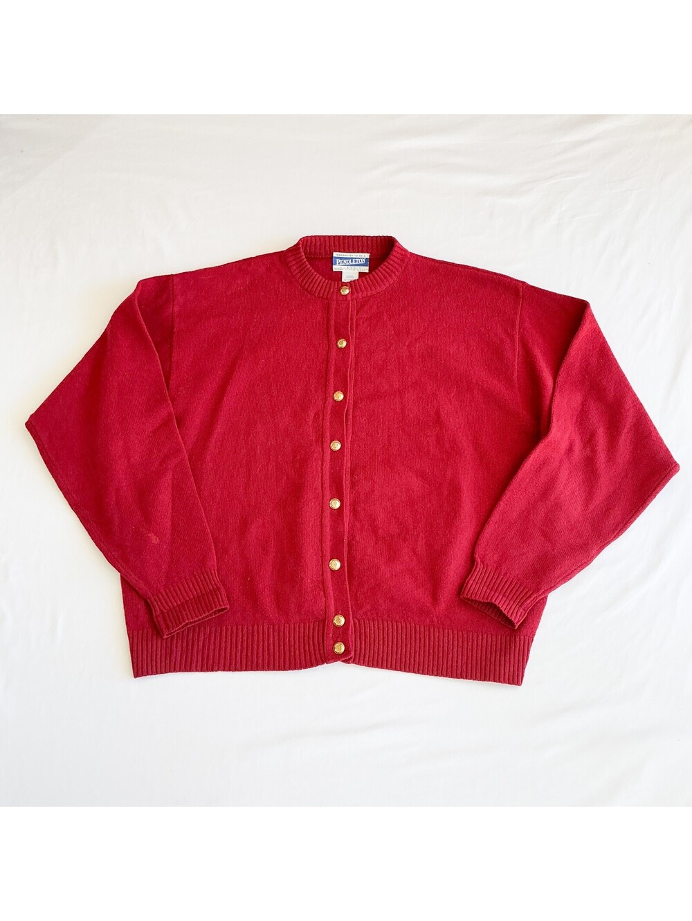 Pendleton Classic 100% Virgin Wool Red Button Up Sweater Cardigan Large